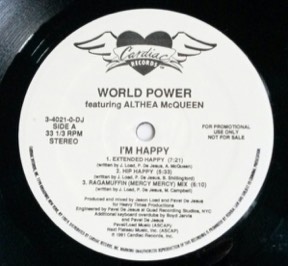 I'm Happy by World Power Feat Althea Mcqueen, the sleeve