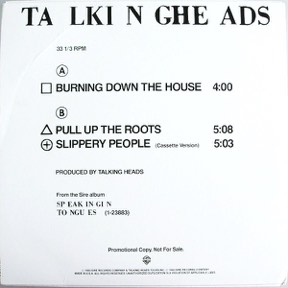 Burning Down The House / Pull Up The Roots Slippery People by Talking Heads, the sleeve