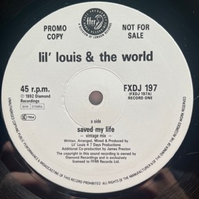 Saved My Life by Lil' Louis & The World, the sleeve